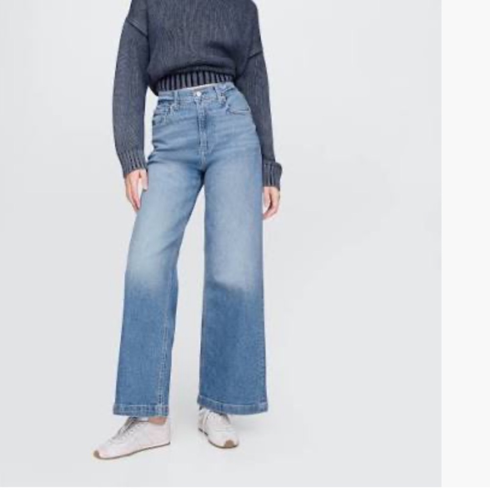 GAP high rise stride wide ankle jeans